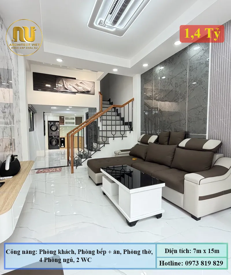 Mẫu Nhà 2 Tầng Rộng 7m