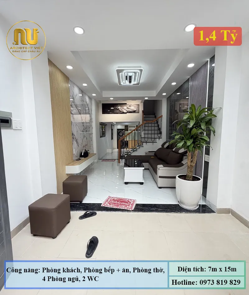 Mẫu Nhà 2 Tầng Rộng 7m