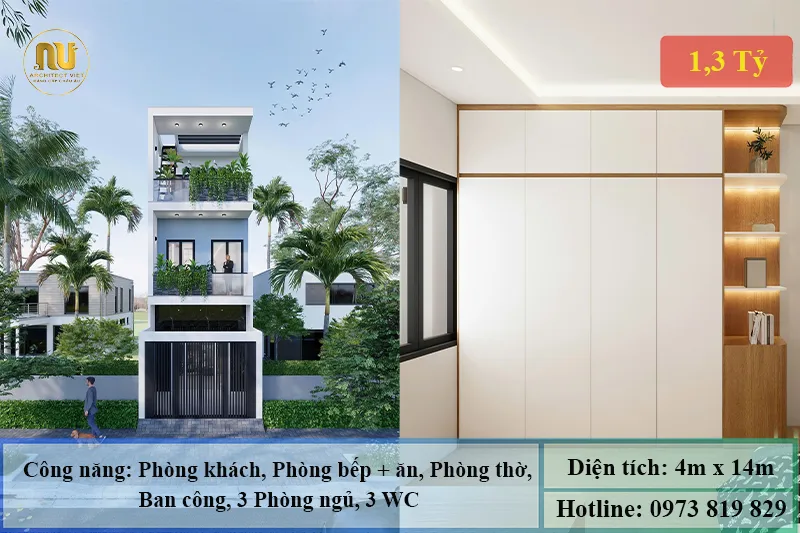 Mẫu nhà 4x14 3 tầng