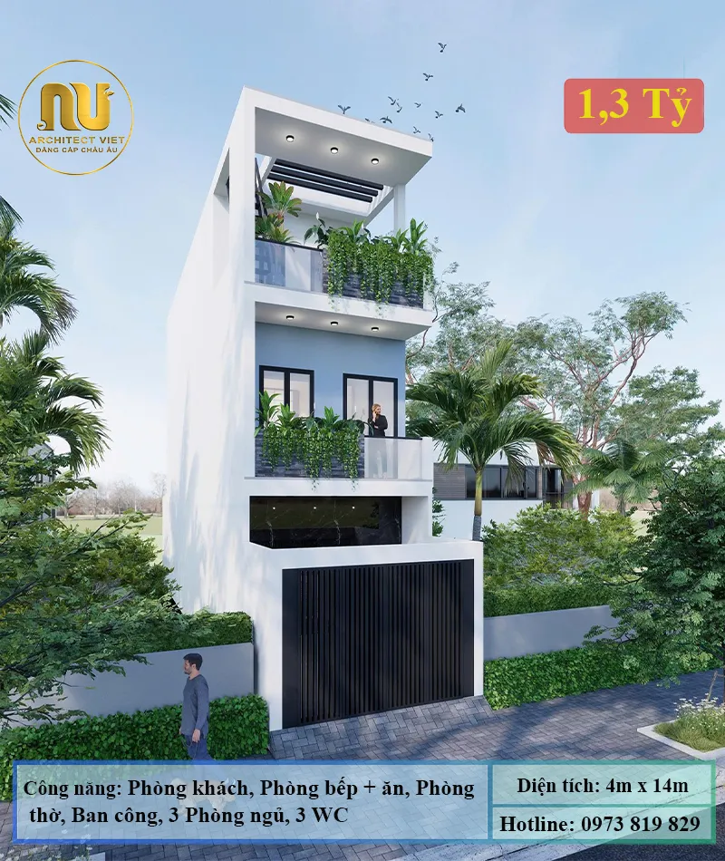 Mẫu nhà 4x14 3 tầng
