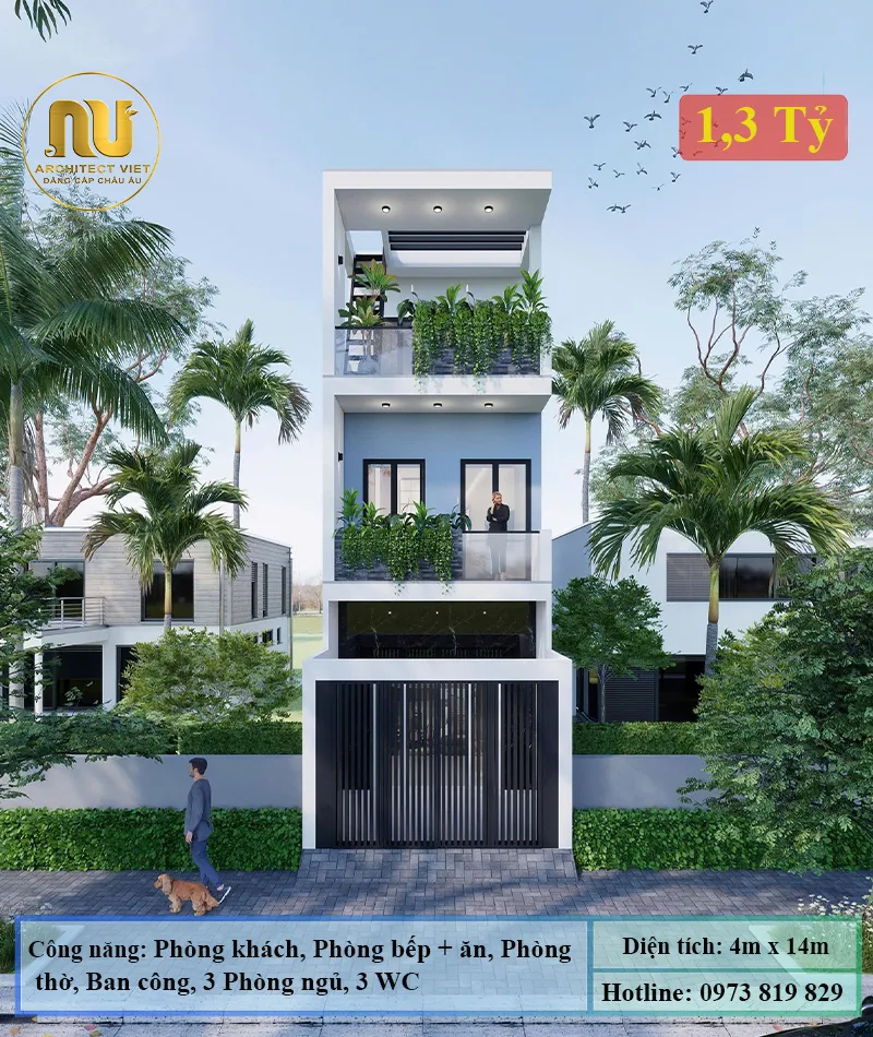 Mẫu nhà 4x14 3 tầng