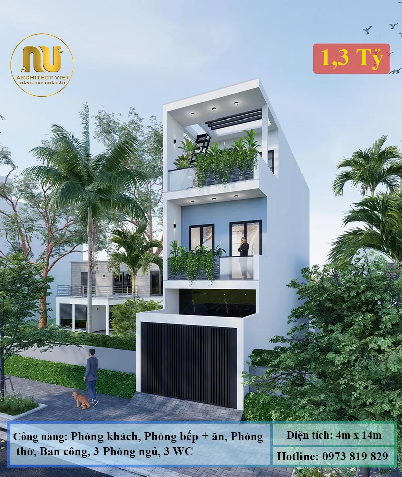 Mẫu nhà 4x14 3 tầng
