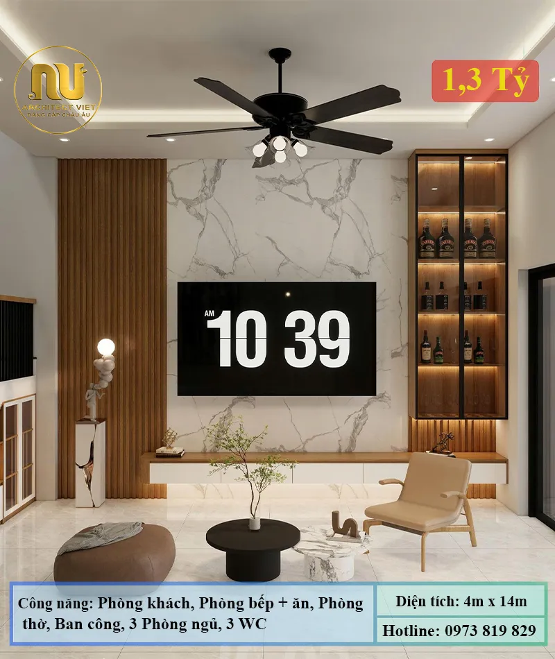 Mẫu nhà 4x14 3 tầng