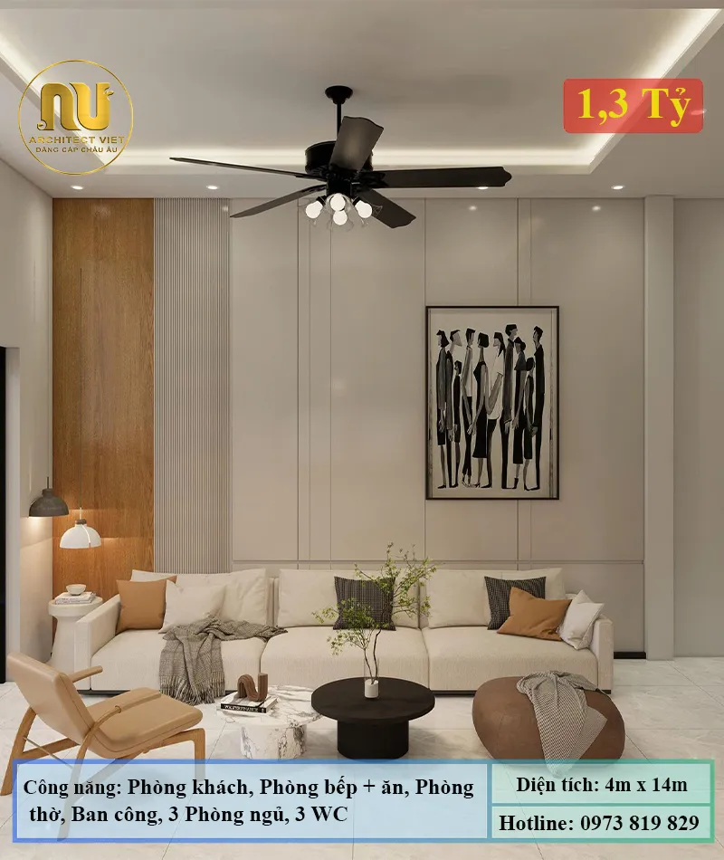 Mẫu nhà 4x14 3 tầng