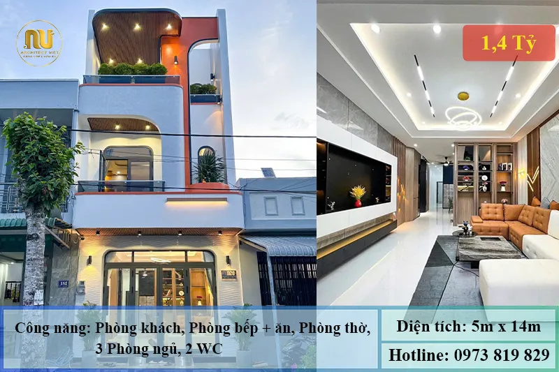 Mẫu nhà 5x14m 3 tầng