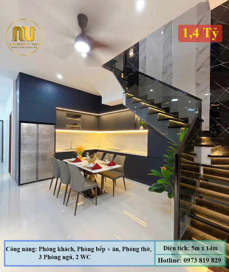 Mẫu nhà 5x14m 3 tầng