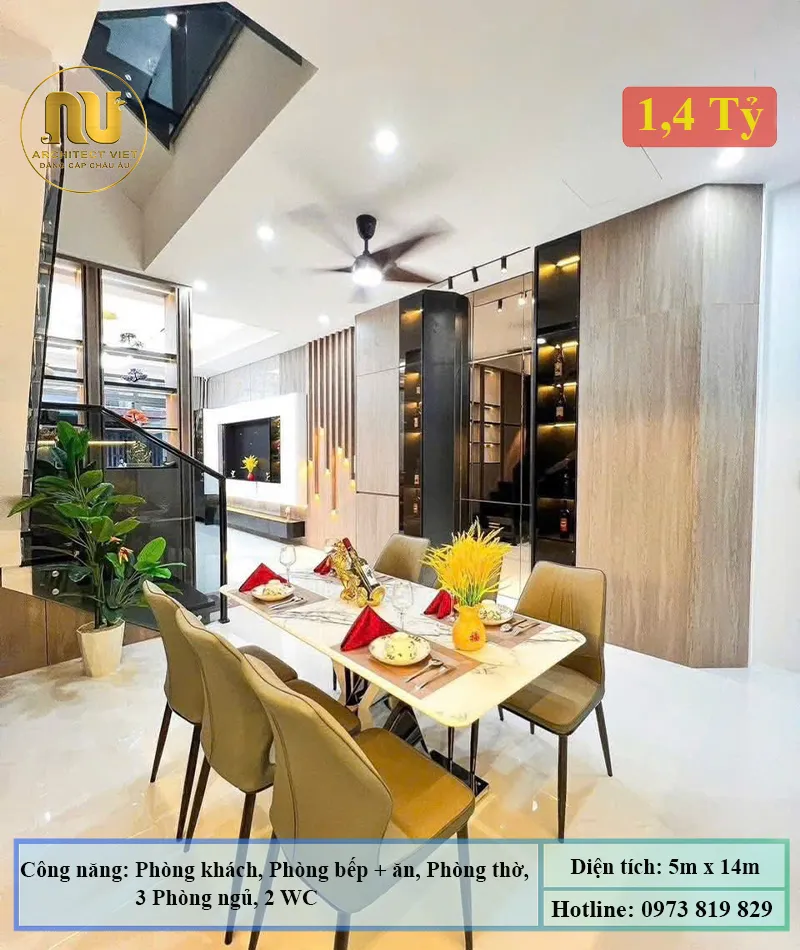 Mẫu nhà 5x14m 3 tầng