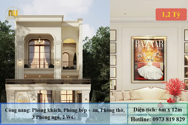 Mẫu nhà 6x12m 2 tầng