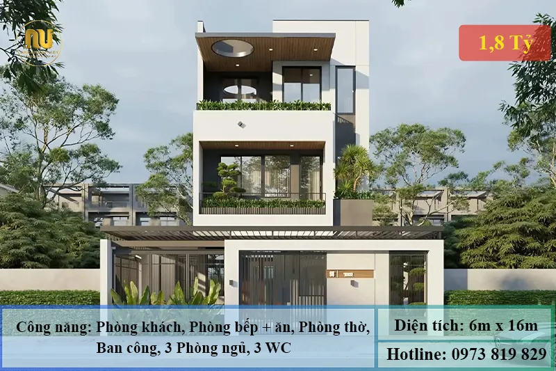 Mẫu nhà 6x16m 3 tầng