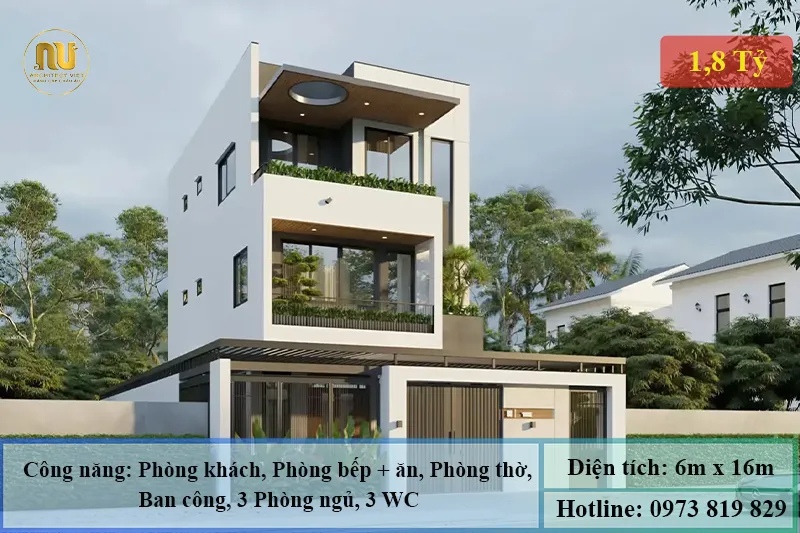 Mẫu nhà 6x16m 3 tầng