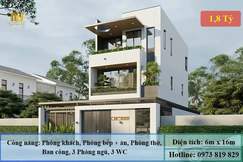 Mẫu nhà 6x16m 3 tầng