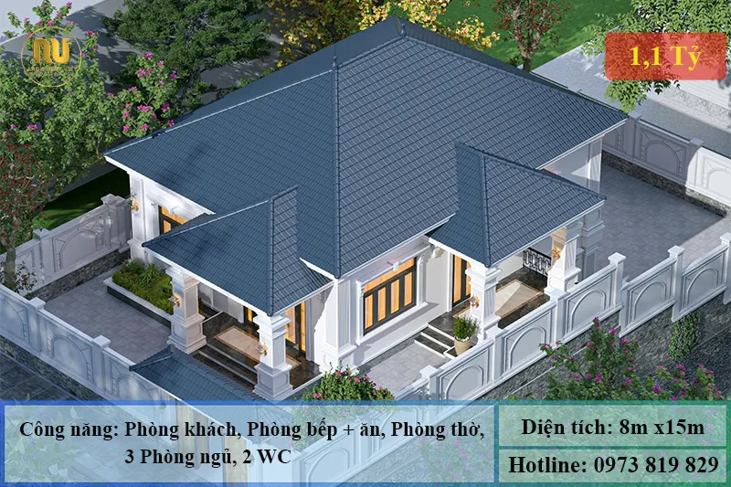 Mẫu Nhà 8x15 1 Tầng