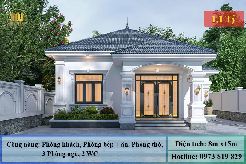 Mẫu Nhà 8x15 1 Tầng 
