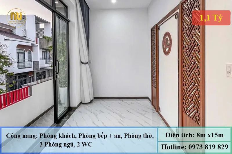 Mẫu Nhà 8x15 1 Tầng 