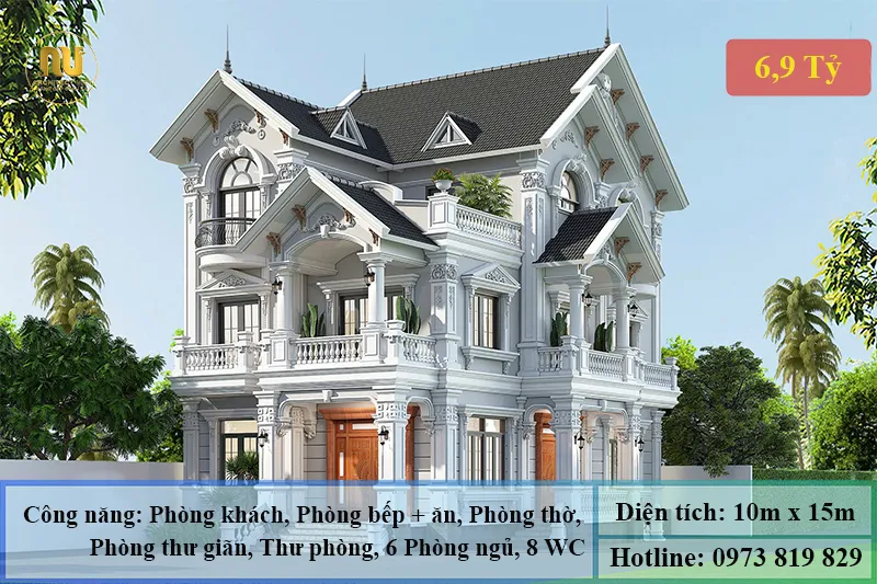 Mẫu nhà biệt thự ngang 10m