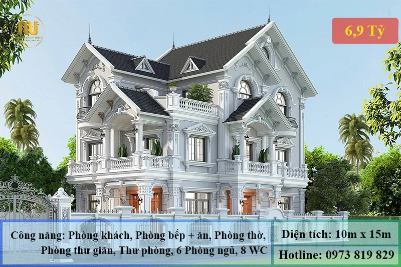 Mẫu nhà biệt thự ngang 10m