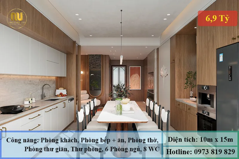 Mẫu nhà biệt thự ngang 10m