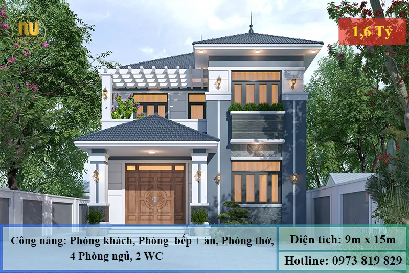 Mẫu nhà mái nhật 9x15m