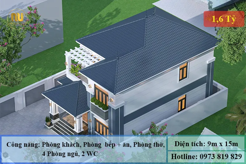 Mẫu nhà mái nhật 9x15m