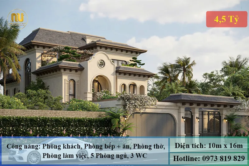 Mẫu nhà mặt tiền 10m 2 tầng