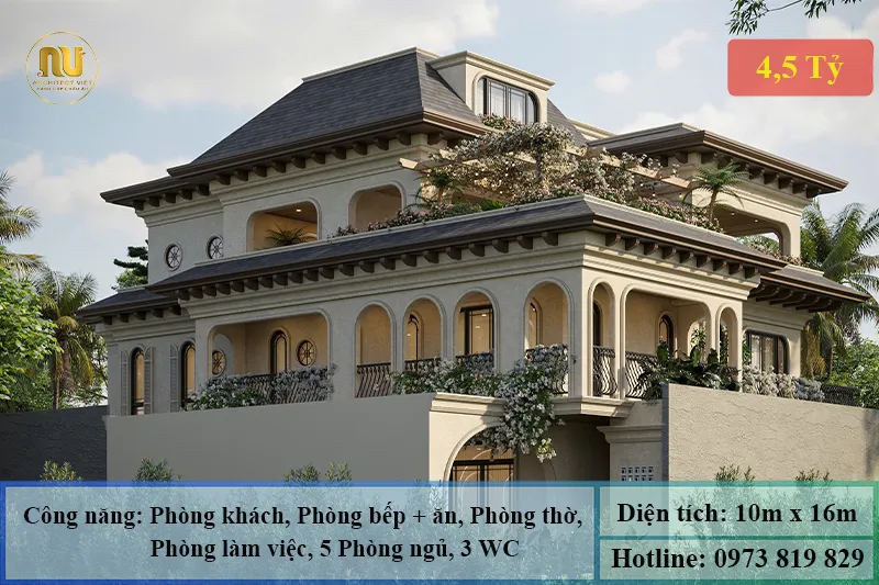 Mẫu nhà mặt tiền 10m 2 tầng