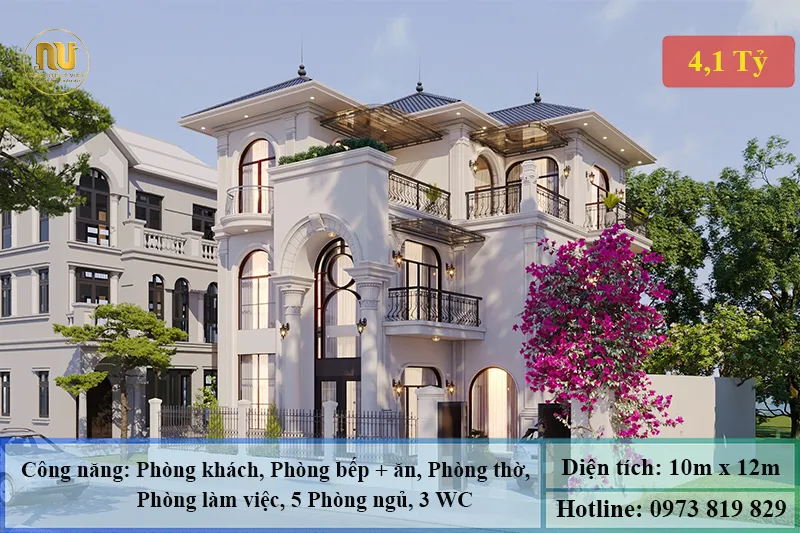 Mẫu Nhà Mặt Tiền 10m 3 Tầng