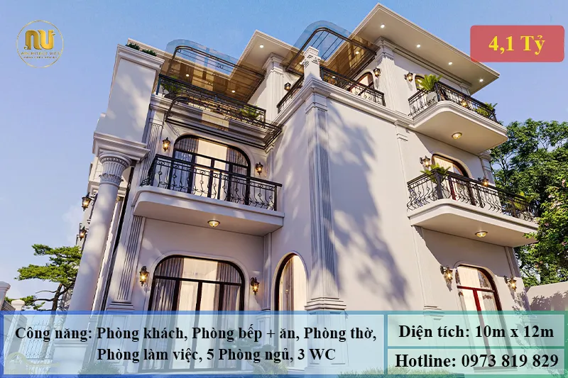 Mẫu Nhà Mặt Tiền 10m 3 Tầng