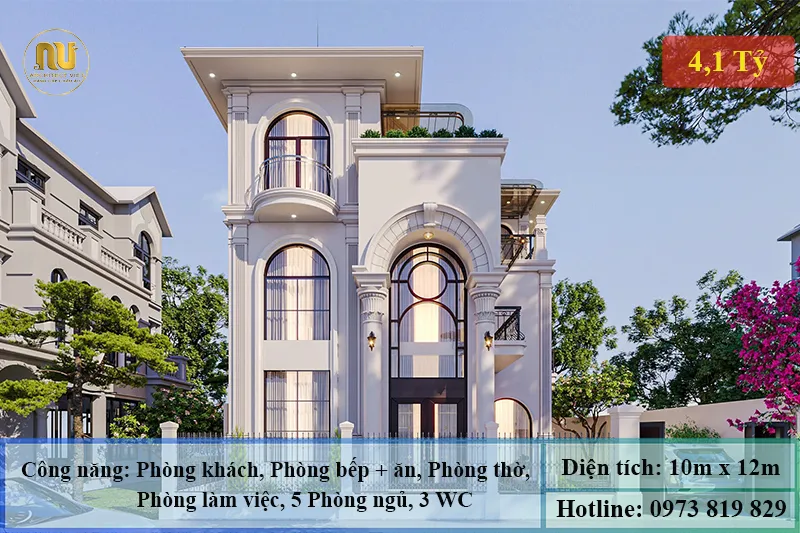 Mẫu Nhà Mặt Tiền 10m 3 Tầng