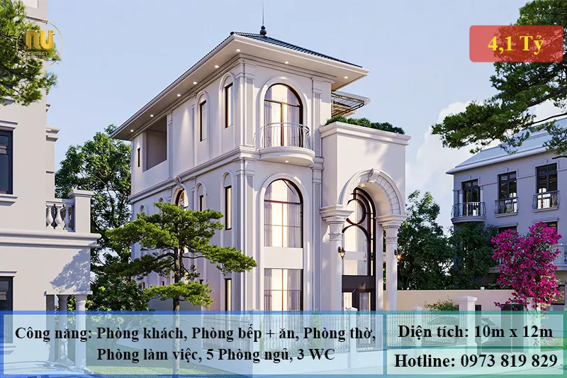 Mẫu Nhà Mặt Tiền 10m 3 Tầng