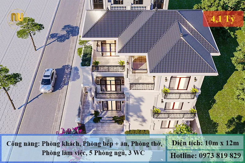 Mẫu Nhà Mặt Tiền 10m 3 Tầng