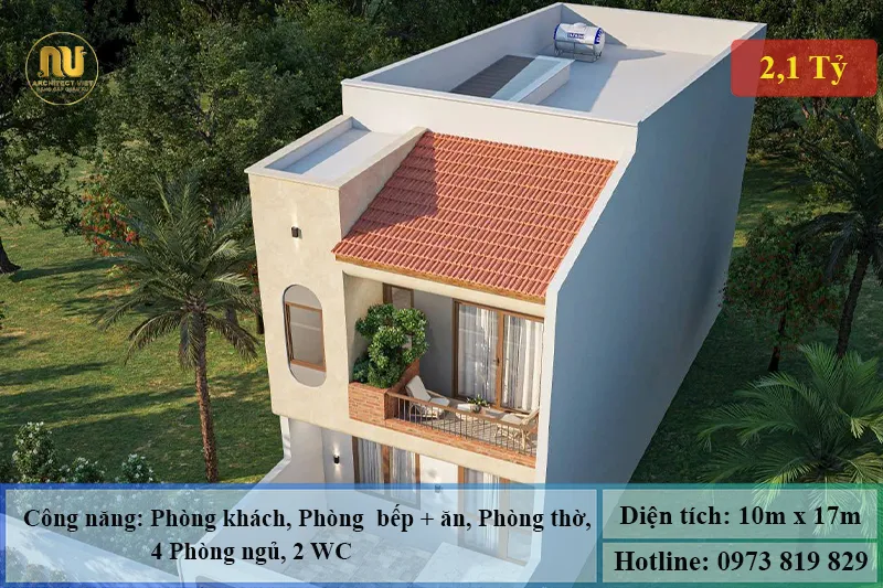 Mẫu nhà mặt tiền 10m sâu 17m