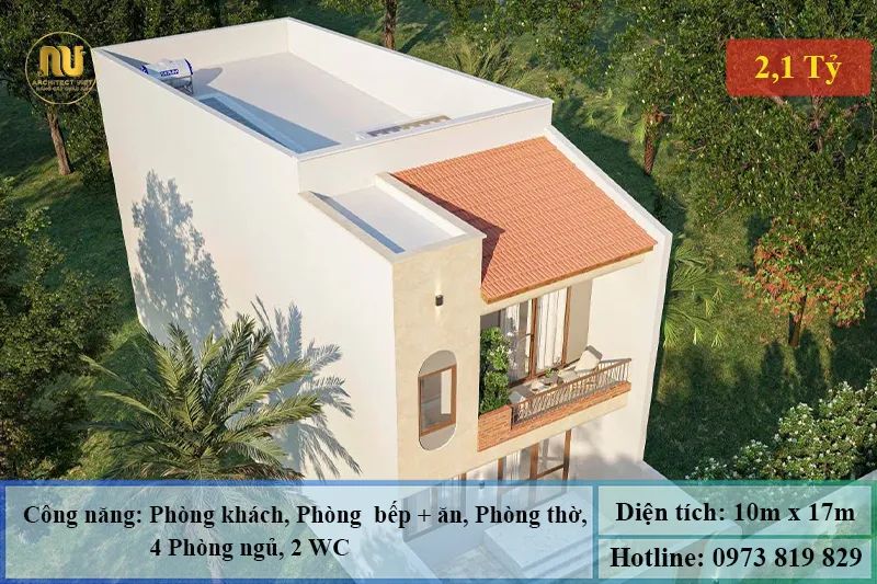 Mẫu nhà mặt tiền 10m sâu 17m