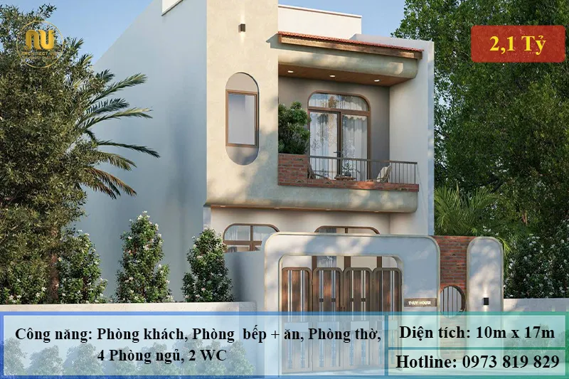 Mẫu nhà mặt tiền 10m sâu 17m