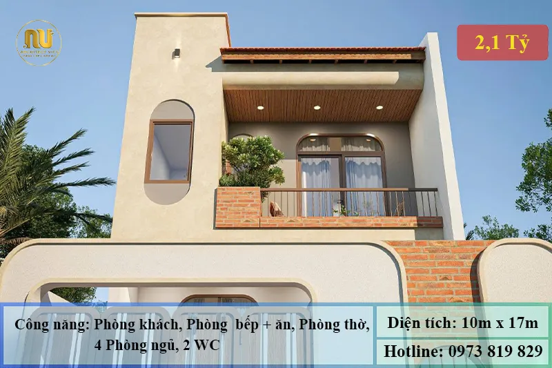 Mẫu nhà mặt tiền 10m sâu 17m