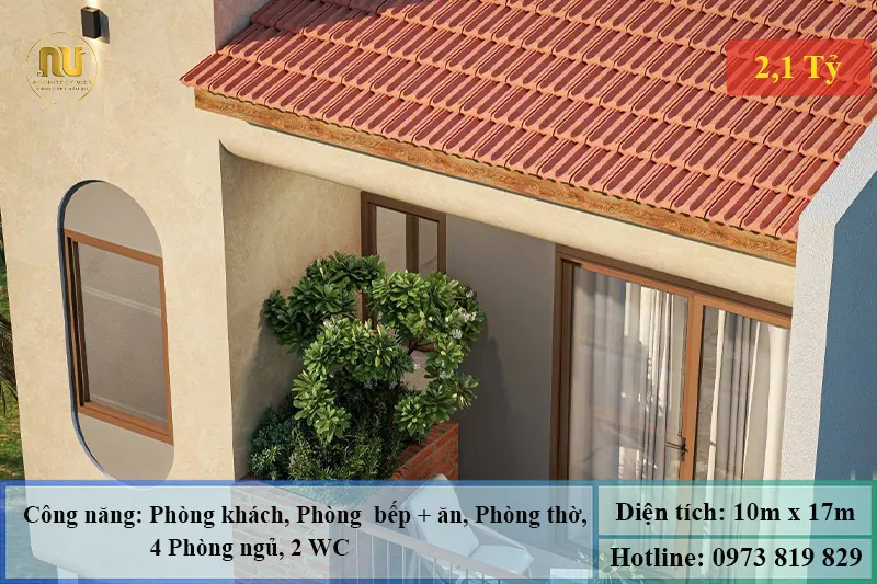 Mẫu nhà mặt tiền 10m sâu 17m