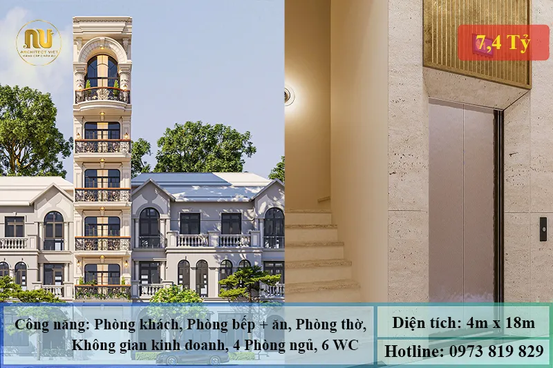 Mẫu nhà mặt tiền 4m dài 18m