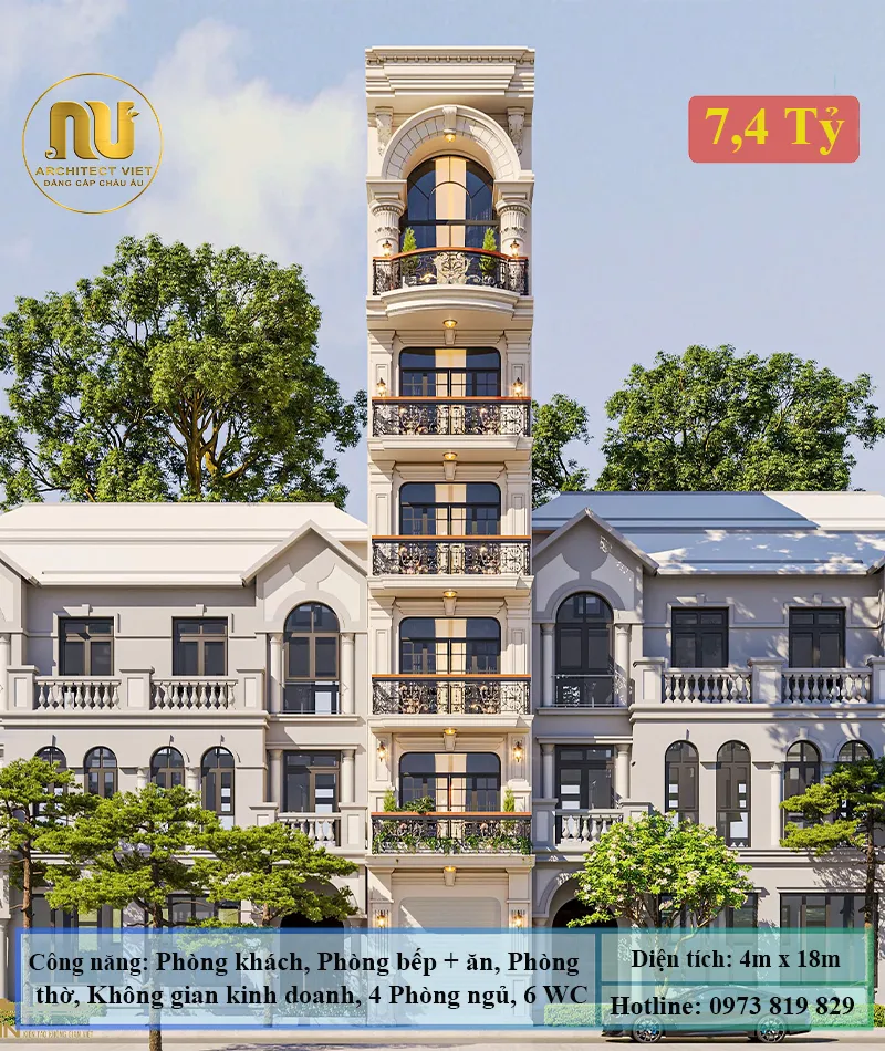 Mẫu nhà mặt tiền 4m dài 18m