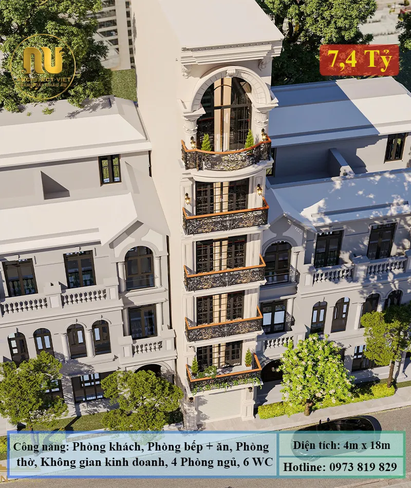 Mẫu nhà mặt tiền 4m dài 18m