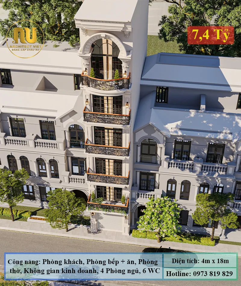 Mẫu nhà mặt tiền 4m dài 18m