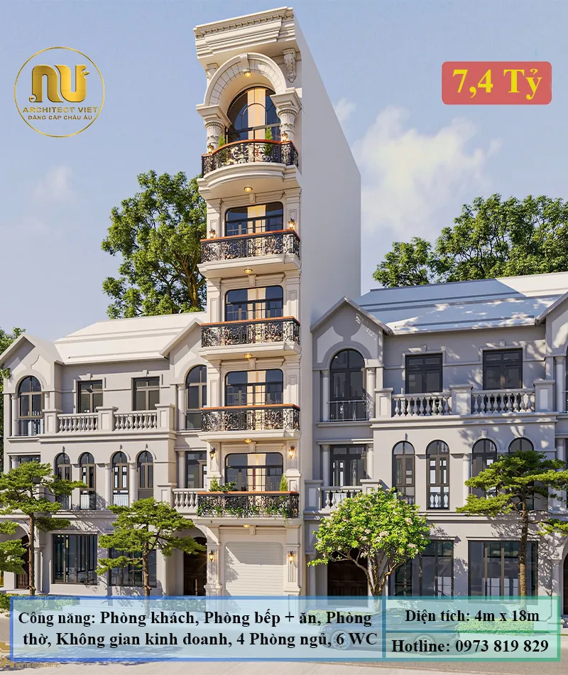 Mẫu nhà mặt tiền 4m dài 18m