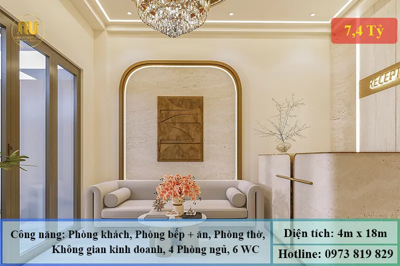 Mẫu nhà mặt tiền 4m dài 18m