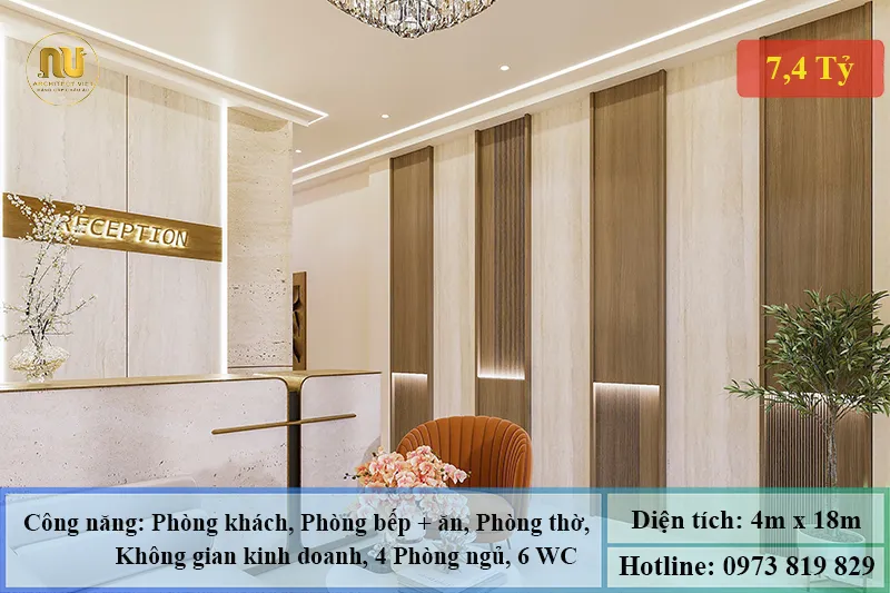 Mẫu nhà mặt tiền 4m dài 18m