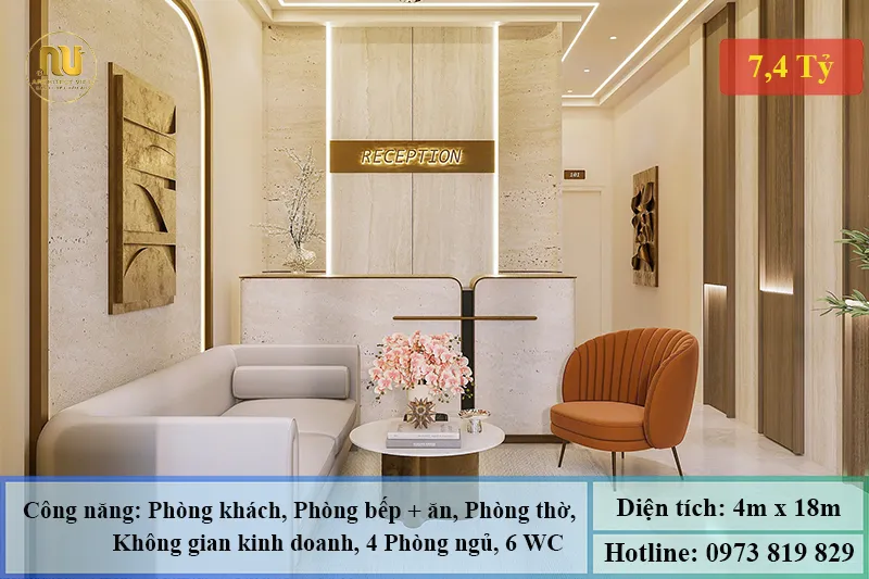 Mẫu nhà mặt tiền 4m dài 18m