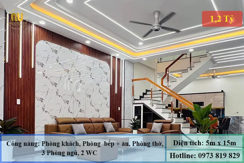 Mẫu nhà mặt tiền 5m sâu 15m