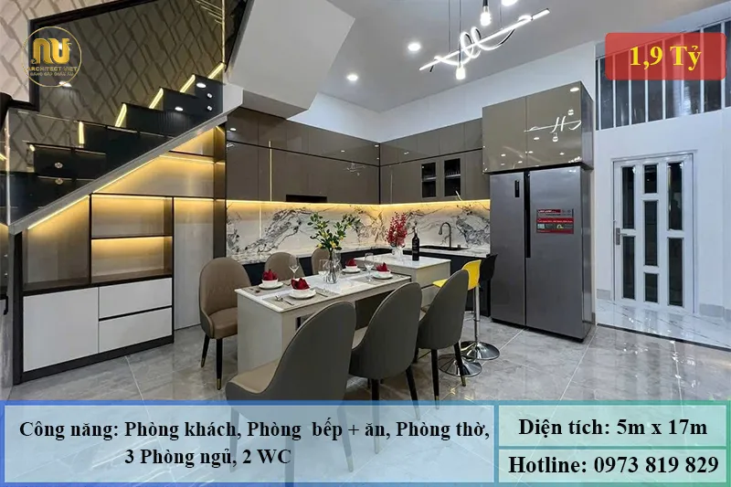 Mẫu nhà mặt tiền 5m sâu 17m