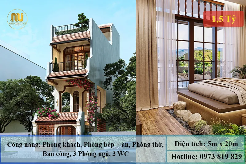 Mẫu nhà mặt tiền 5m sâu 20m