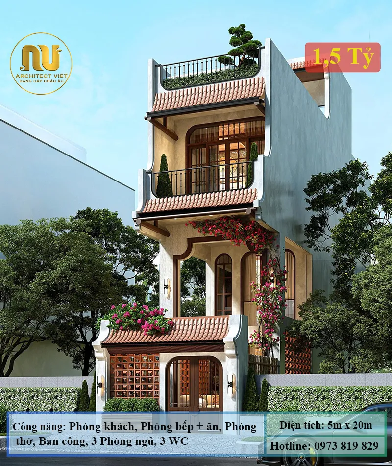 Mẫu nhà mặt tiền 5m sâu 20m