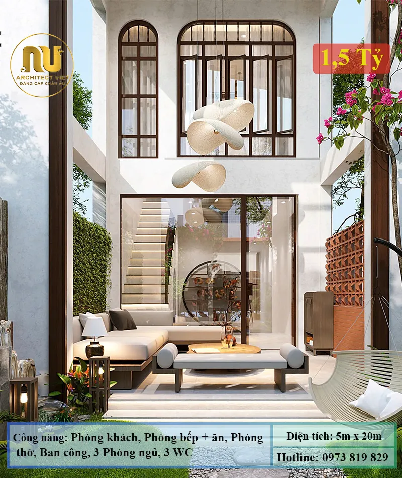 Mẫu nhà mặt tiền 5m sâu 20m