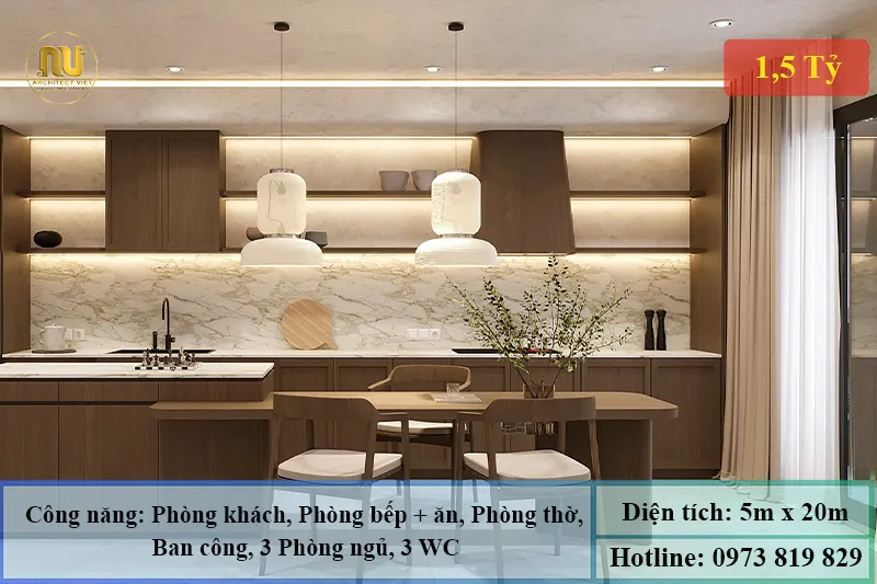 Mẫu nhà mặt tiền 5m sâu 20m