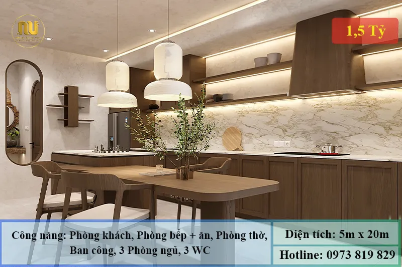 Mẫu nhà mặt tiền 5m sâu 20m